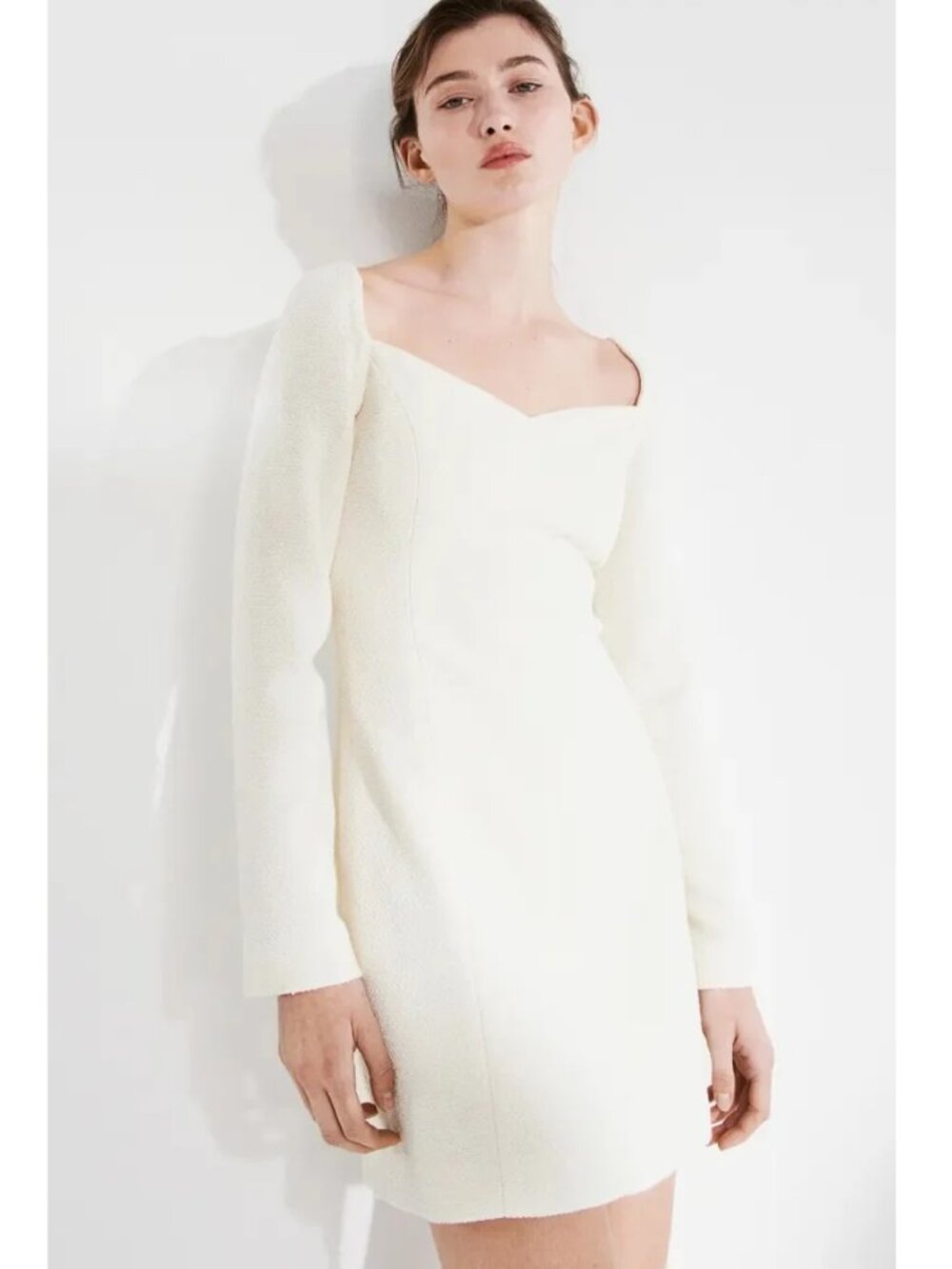 NWOT H&M Bouclé Dress With Sweetheart Neckline Size M